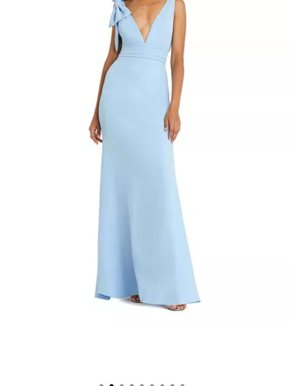 Mac Duggal Pale Blue V-Neck Maxi Skirt